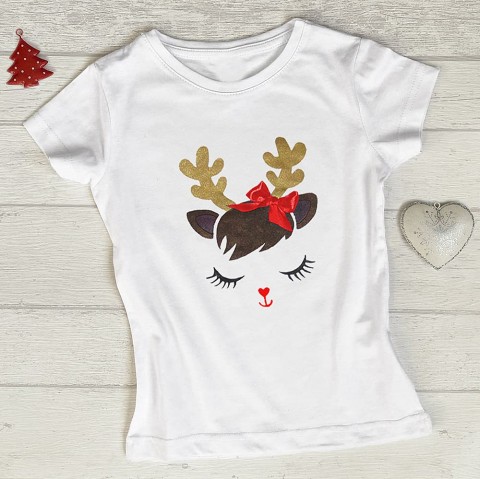 Dívčí tričko se sobí holčičkou vánoce sob vánoční sob srdíčkový sob sobí tričko tričko se sobem vánoční tričko 