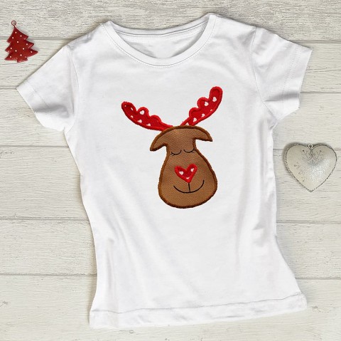 Dívčí tričko něžný sobík vánoce sob vánoční sob srdíčkový sob sobí tričko tričko se sobem vánoční tričko 
