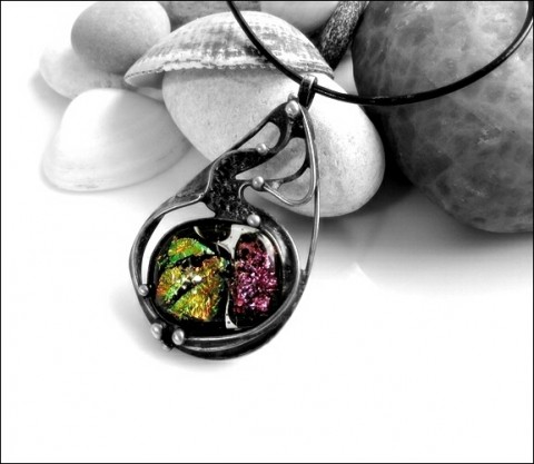 Náhrdelník - rainbow šperk náhrdelník zelený růžový tiffany barevný cínovaný handmade neonový ručně vyrobený 