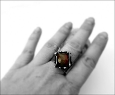 Prsten - juicy orange šperk prsten sklo oranžový cínovaný ruční práce hand made 