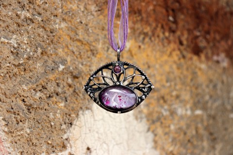 Náhrdelník - Violet šperk náhrdelník originální elegantní ornament fialový ametyst tiffany autorský fantasy filigrán orientální cínovaný cínový romantický malované sklo 