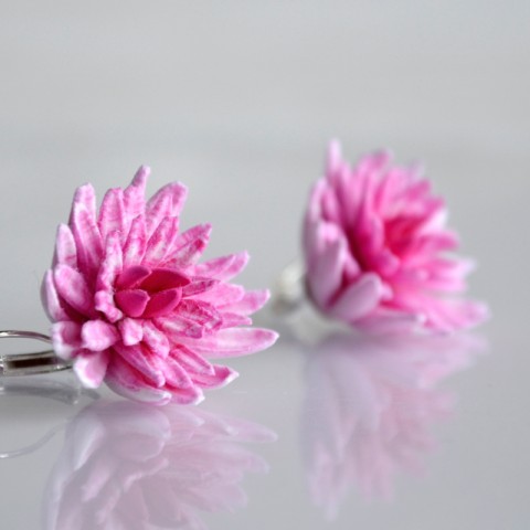 Chryzantémy na ouška N°1 náušnice letní květy jaro květ kytičky kytička kvítek fialky kvítečky fialkový kvíteček 