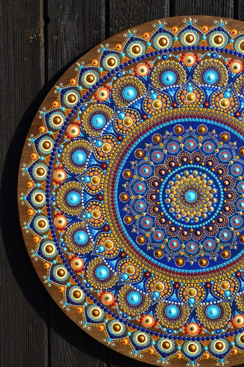 Velká dřevěná mandala na zeď - 50cm relaxace mandala duchovní motivace dřevěná mandala osobní mandala tečkovaná mandala s láskou vyrobeno 