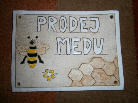 Prodej medu- cedulka cedulka včela včelka med štítek vizitka včelař medík prodej medu 