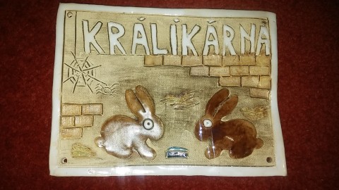 Králíkárna - štítek pes pejsek cedulka slepice králík vajíčko visačka husy štítek slepička kozy vítejte kurník vítací kozenky králíkárna jezevčík 