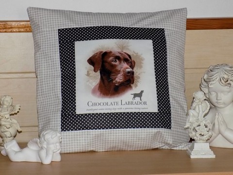 Povláček - hnědý labrador pes pejsek polštářek štěně povlak handmade štěňátko labrador povláček hnědý labrador čokoládový labrador 