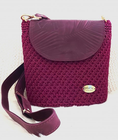 Háčkovaná kabelka Bordó kabelky tašky taštičky pouzdra crossbody batohy 