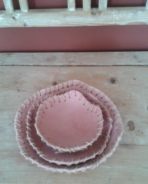Miska z růžové hlíny dárek talíř keramika růžová moderní miska bytová dekorace 