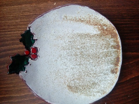 Vánoční servírovací talířek červená dekorace vánoce talíř keramika vánoční cukroví talířek 
