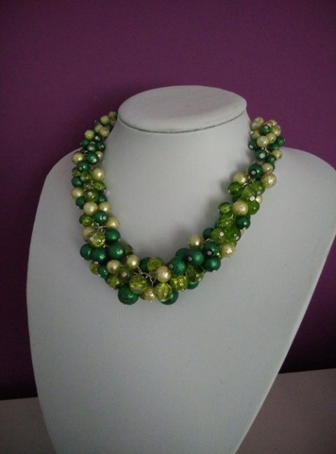 Mega náhrdelník zelený šperk dárek korálky perly na krk mega 