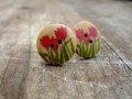 Knoflíkové náušnice - tulipány