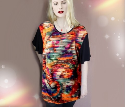 TRIČKO MULTICOLOR tunika triko xxxxl xxxl duhový pestrý barevný baculky multicolor boubelky nadměrky barevný mix 