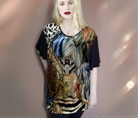 Tričko Afrika halenka triko xxxxl xxxl pestré tričko animal baculky multicolor africké boubelky nadměrky zviřecí 