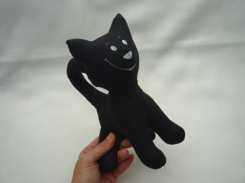 KOČIČKA mazlivá – ČERNÁ JAKO NOC dárek bavlna kočka kočička hračka kočičí mazlík mazlíček textilní bavlněný číča látkový mazel látková hračka textilní hračka 