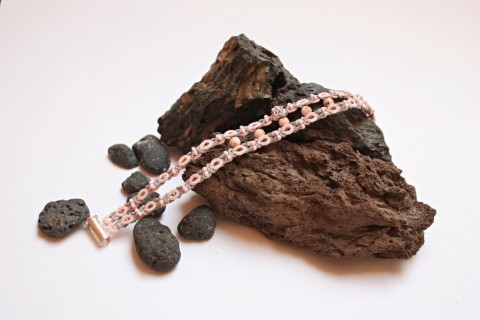 Náramek - růžový Howlit šperk šperky náramek krajka náramky frivolitky 