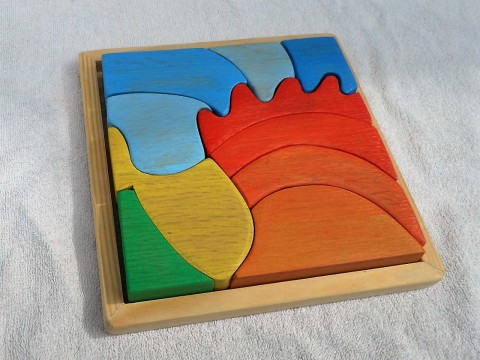 Ježek bláznivý dřevěná děti hračka puzzle kostky lev ježek skládačka waldorf montessori 