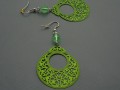 Zelené kruhy s ornamenty - náušnice