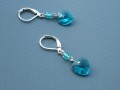 Bluezirkon Swarovski srdce-náušnice