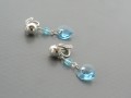 Aquamarine Swarovski srdce - klipsy