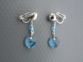 Aquamarine Swarovski srdce - klipsy