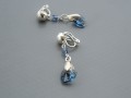 Denim blue Swarovski srdce - klipsy