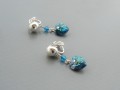 Bermuda blue Swarovski srdce-klipsy