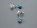 Bermuda blue Swarovski srdce-klipsy