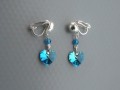 Bermuda blue Swarovski srdce-klipsy