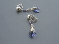 Tanzanite Swarovski srdce - klipsy