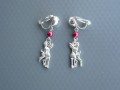 Koloušek & fuchsia perlička -klipsy