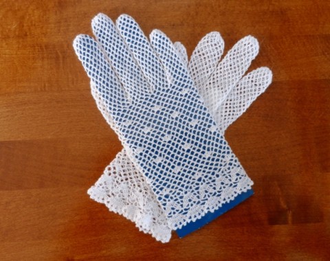 bílé krajkové rukavičky - bavlna krajka rukavičky crochet háčkovaná krajka lace gloves 