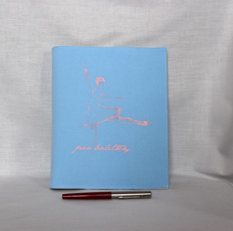 Zápisník, nejen pro baletky modrá růžová bavlna kolibřík zápisník sítotisk obal na knihu baletka 