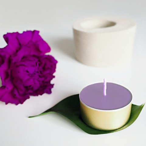 Přírodní čajová svíčka fialová svíčka svíce včelí vosk interiér 