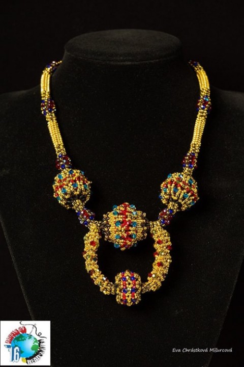 Náhrdelník Galaxie náhrdelník korálkování šitý šperk návrhářství 
