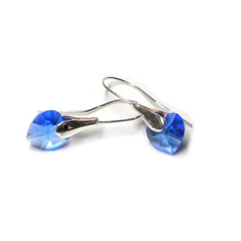 Stříbrné náušnice, Swarovski srdce 