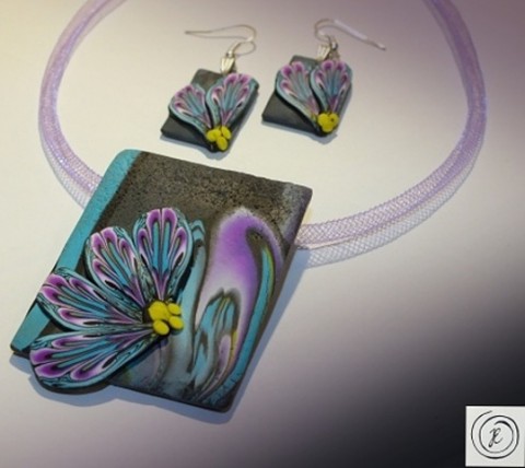 Křídla motýlí šperk motýl léto kytka elegance fimo tyrkys noc cesta polymer zahrádka 