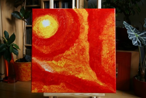 Sluneční energie originální obraz malba slunce akryl sluníčko originál abstrakce abstraktní energie 