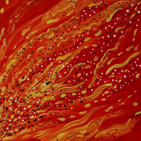 V plamenech červená obraz malba akryl originál abstrakce abstraktní plameny 