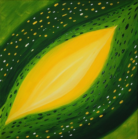 List originální zelená obraz malba malování akryl abstrakce plátno 
