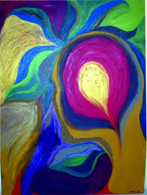 Obraz Střepy v hlavě barva obraz sklo olej plátno autor 