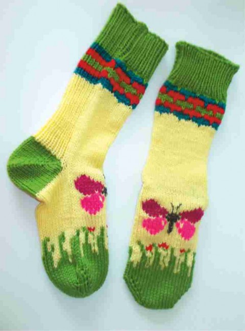 Jarní ručně pletené ponožky ručně motýl jarní pletené ponožky 
