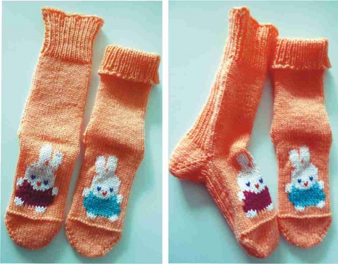 Velikonoční ručně pletené ponožky ručně pletené ponožky velikonoční zajíčci 