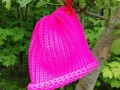 Pletená čepice - neonově růžová