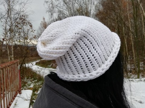 Pletená čepice 2v1 - bílá dárek zima žena zimní teplá muž 