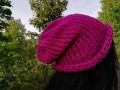 Pletená čepice 2v1 - purpurová