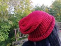 Pletená čepice 2v1 tmavě červená