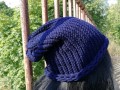 Pletená čepice 2v1 tmavě modrá
