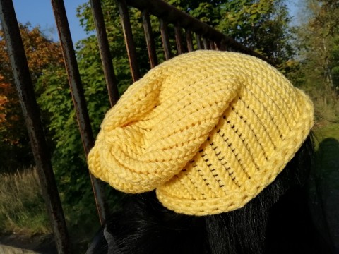 Pletená čepice 2v1 (žlutá) dárek zima žena zimní teplá muž 