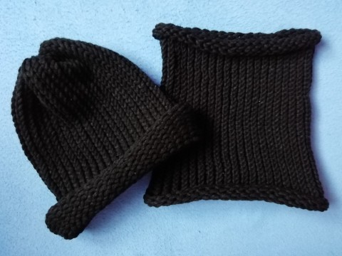 Pletený komplet černý (různé barvy) dárek zima zimní teplá 