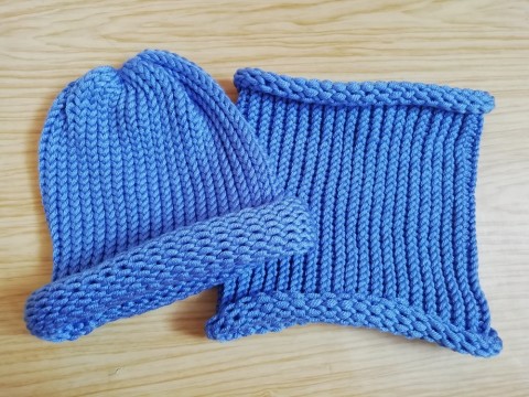 Pletený komplet (modrá) dárek zima zimní teplá 